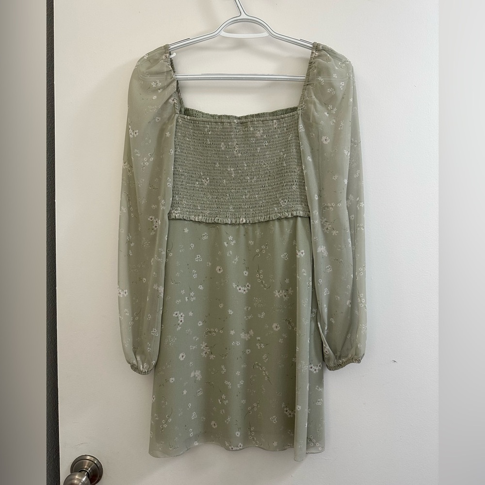 Aritzia Sage Floral Long Sleeve Dress